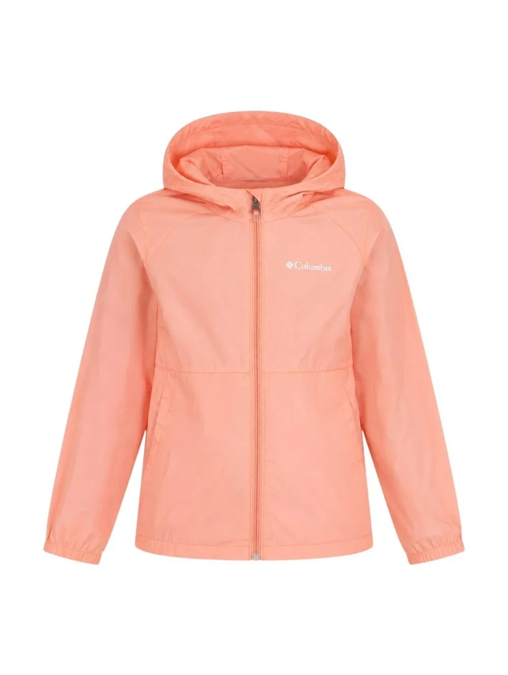 Columbia Kids Windbreaker Jacket Peach Coral Lightweight Packable Girl Medium 10